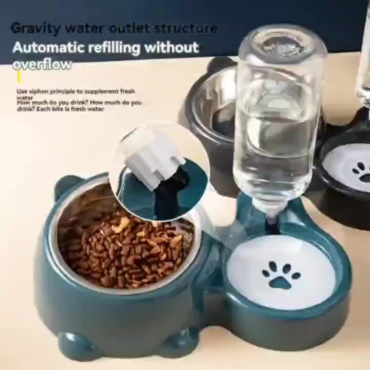 [No Battery Needed] Automatic Pet Feeder and Water Dispenser - Stainless Steel and Plastic, Anti-Slip, No Battery Needed - for Cats and Small Dogs