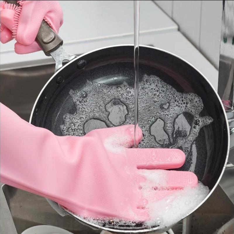 Silicone Pet Grooming Gloves - 1 Pair, Non-Electric Dog Bath & Massage Brush, High-Quality Kitchen Dishwashing Tool