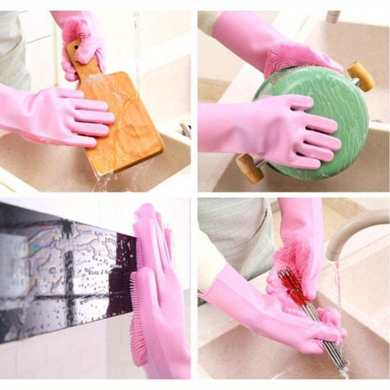 Silicone Pet Grooming Gloves - 1 Pair, Non-Electric Dog Bath & Massage Brush, High-Quality Kitchen Dishwashing Tool