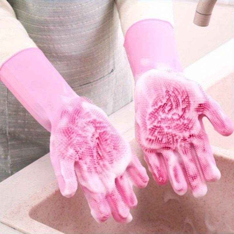 Silicone Pet Grooming Gloves - 1 Pair, Non-Electric Dog Bath & Massage Brush, High-Quality Kitchen Dishwashing Tool