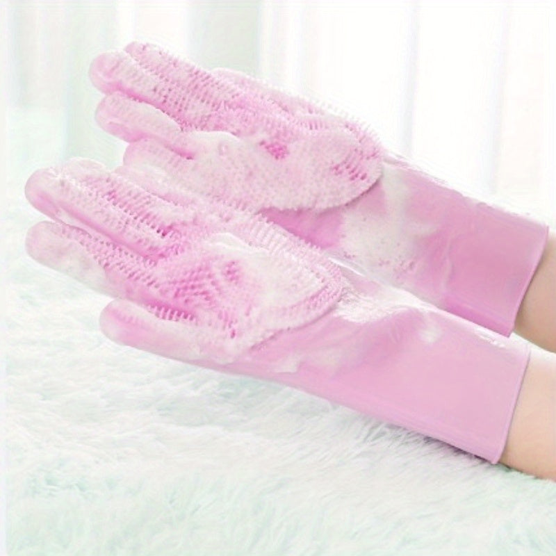 Silicone Pet Grooming Gloves - 1 Pair, Non-Electric Dog Bath & Massage Brush, High-Quality Kitchen Dishwashing Tool