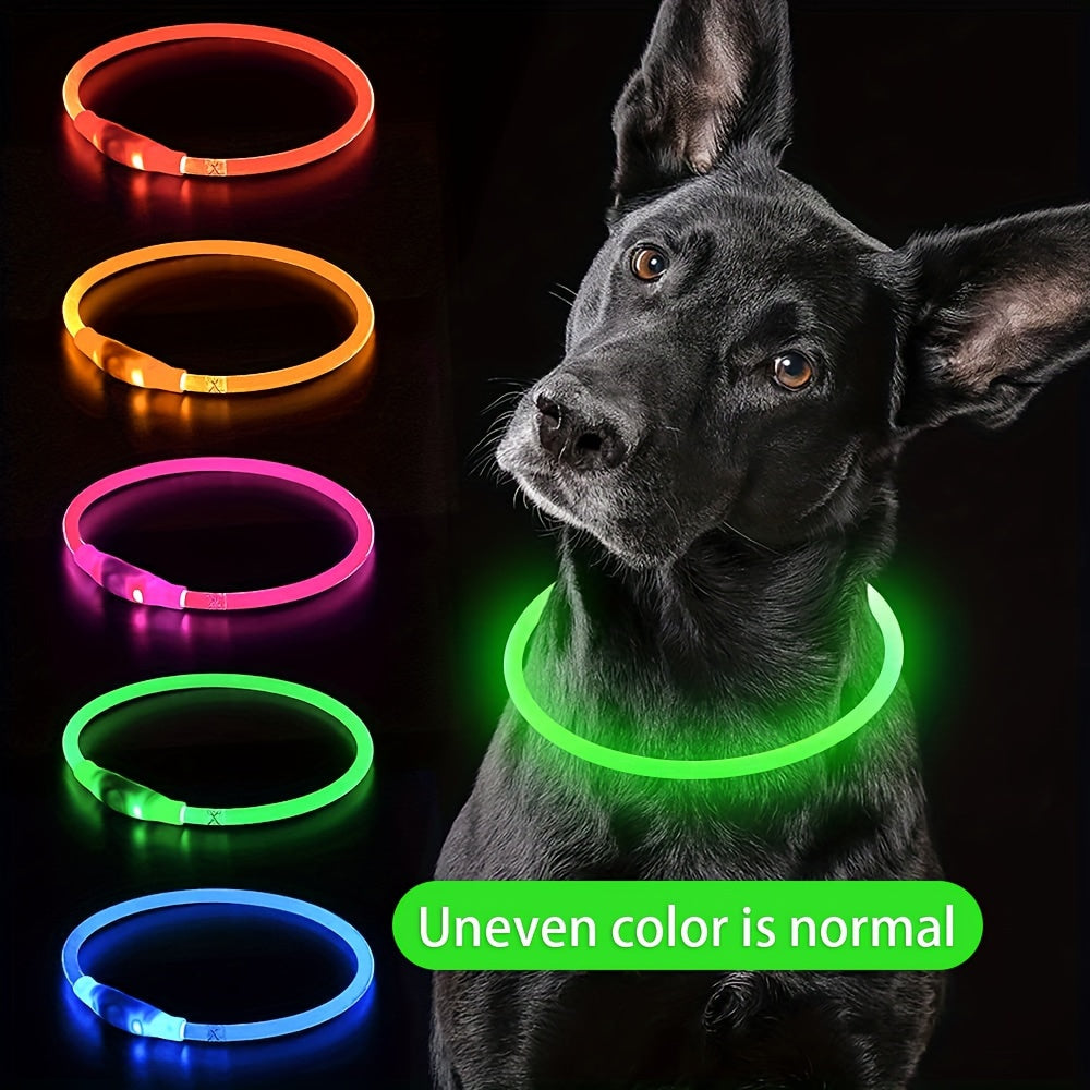 Rechargeable LED Dog Collar with 3 Modes - USB Charging, Adjustable Brightness, Durable PVC Material, Comfort Fit for Nighttime Walks, Safety & Visibility, Dog Collar Rechargeable, Pet Safety Gear, Sleek Pet Accessory, Comfor