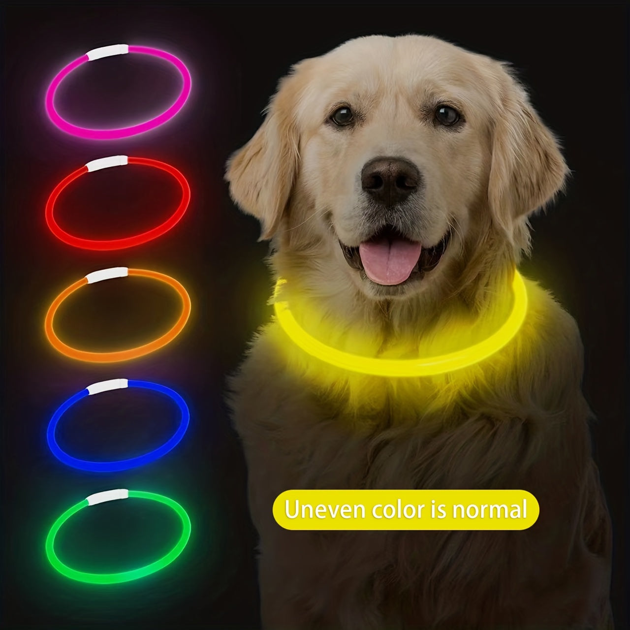 Rechargeable LED Dog Collar with 3 Modes - USB Charging, Adjustable Brightness, Durable PVC Material, Comfort Fit for Nighttime Walks, Safety & Visibility, Dog Collar Rechargeable, Pet Safety Gear, Sleek Pet Accessory, Comfor