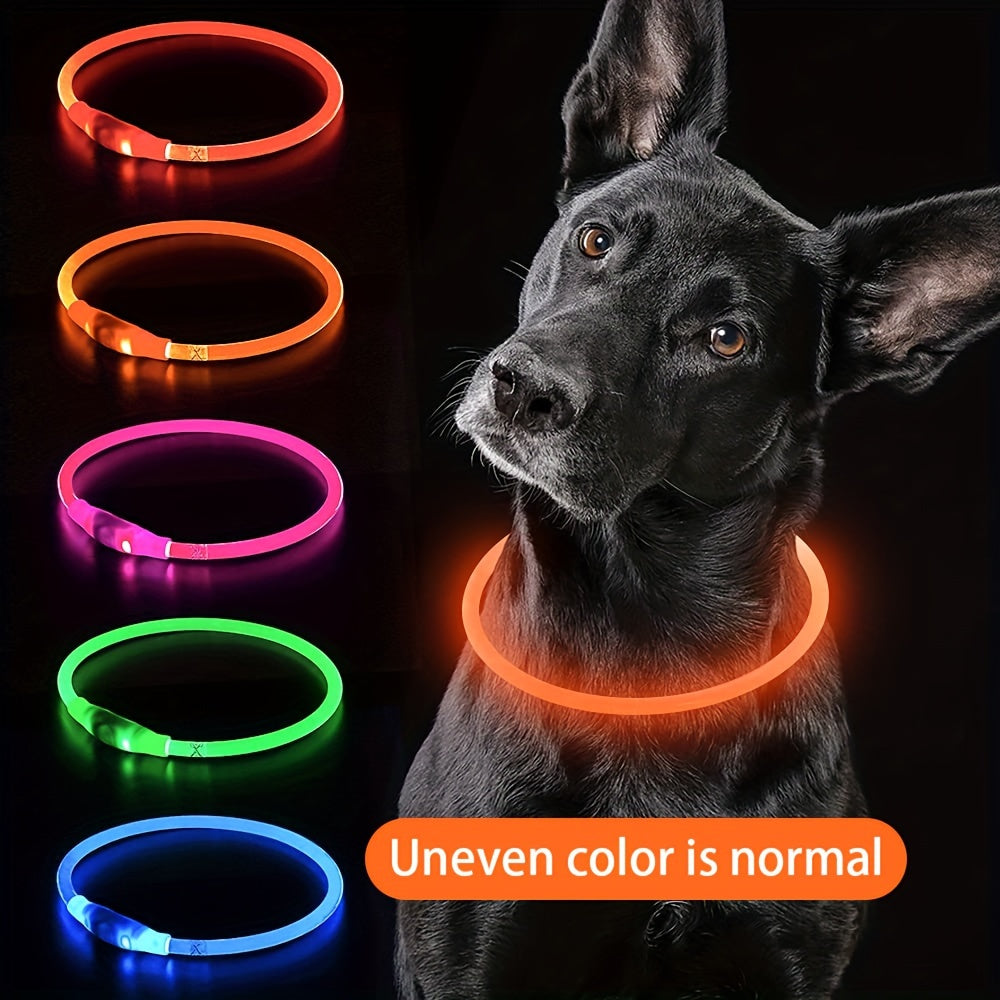 Rechargeable LED Dog Collar with 3 Modes - USB Charging, Adjustable Brightness, Durable PVC Material, Comfort Fit for Nighttime Walks, Safety & Visibility, Dog Collar Rechargeable, Pet Safety Gear, Sleek Pet Accessory, Comfor