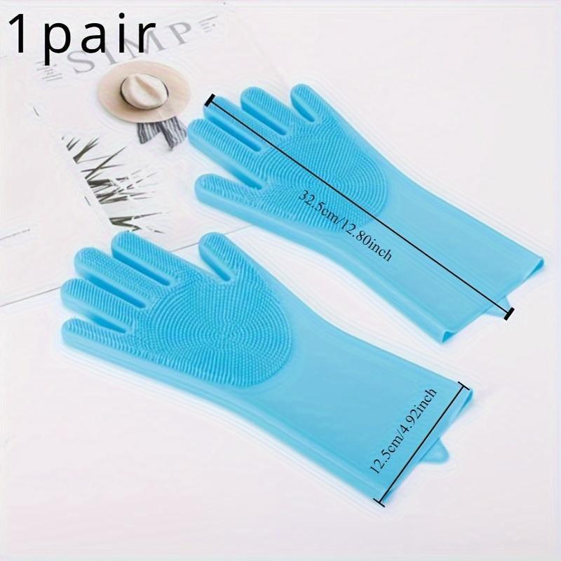 Silicone Pet Grooming Gloves - 1 Pair, Non-Electric Dog Bath & Massage Brush, High-Quality Kitchen Dishwashing Tool
