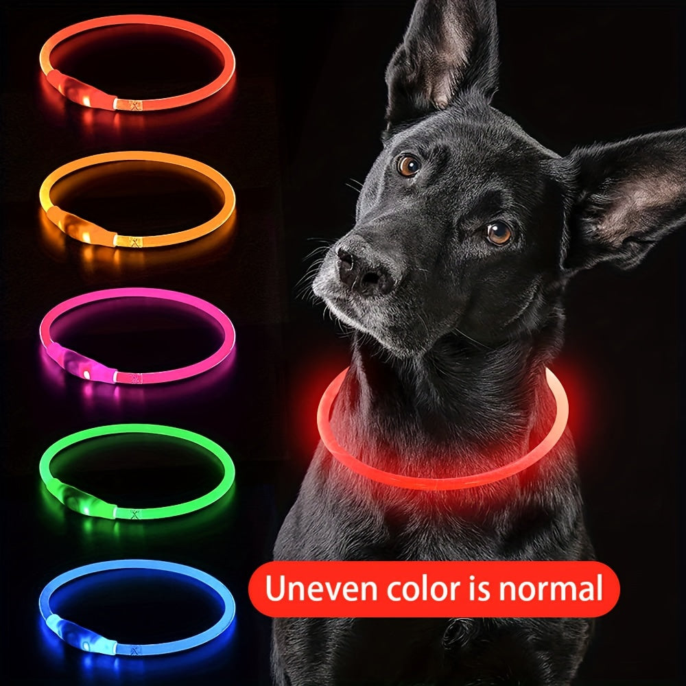 Rechargeable LED Dog Collar with 3 Modes - USB Charging, Adjustable Brightness, Durable PVC Material, Comfort Fit for Nighttime Walks, Safety & Visibility, Dog Collar Rechargeable, Pet Safety Gear, Sleek Pet Accessory, Comfor