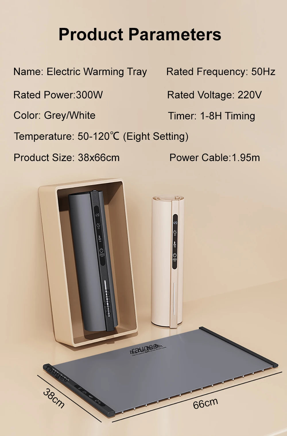 Electric Food Warmer Plate Foldable Warming Tray Plate Warmer Mat Food Fast Heating Portable Electric Warming Tray 8 Tem Setting