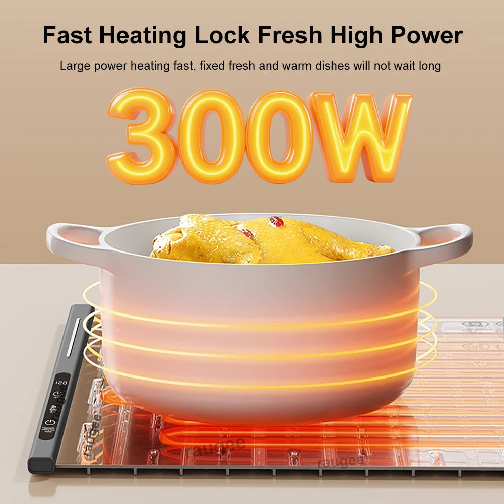 Electric Food Warmer Plate Foldable Warming Tray Plate Warmer Mat Food Fast Heating Portable Electric Warming Tray 8 Tem Setting