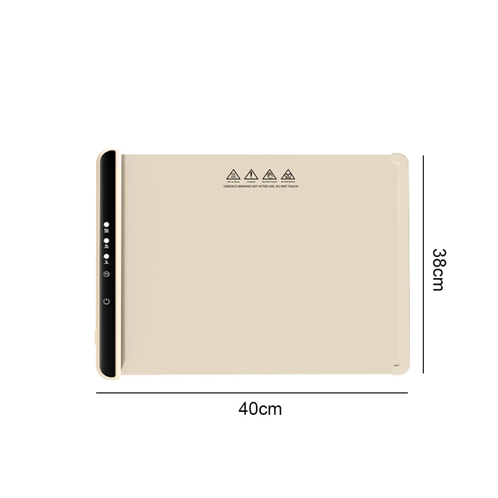 Electric Warming Tray Food Warmer Plate Foldable Portable Smart Food Fast Heating Mat Electric Warming Tray with 3 Tem Setting