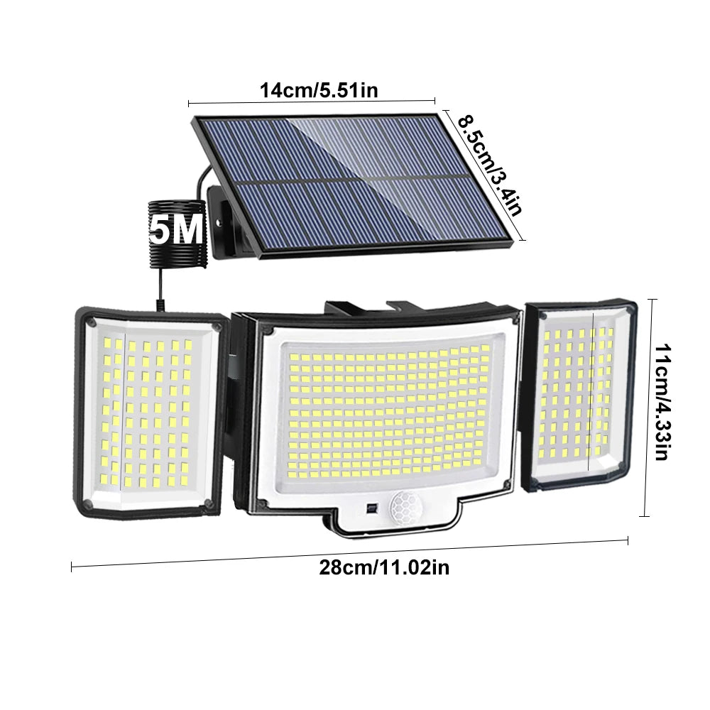 New 366LED Solar Outdoor Lights Solar Powered Security Light Motion Sensor 234LED Wall Light IP65 Waterproof Garden