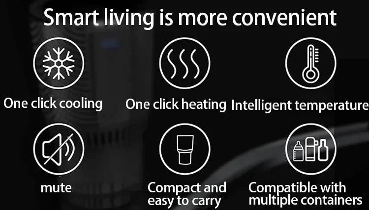 2-in-1 Smart Cooling Heating Car Cup Holder Intelligent Hot and Cold Cup Holder Mini Car Refrigerator Office Cooling and Heating