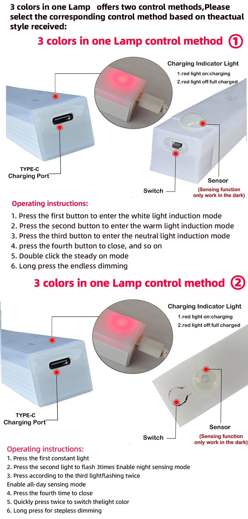 Wireless Rechargeable LED Night Lights Motion Sensor Lights Closet Kitchen Night Lights Bedroom Sensor Light Cabinet Stair Light