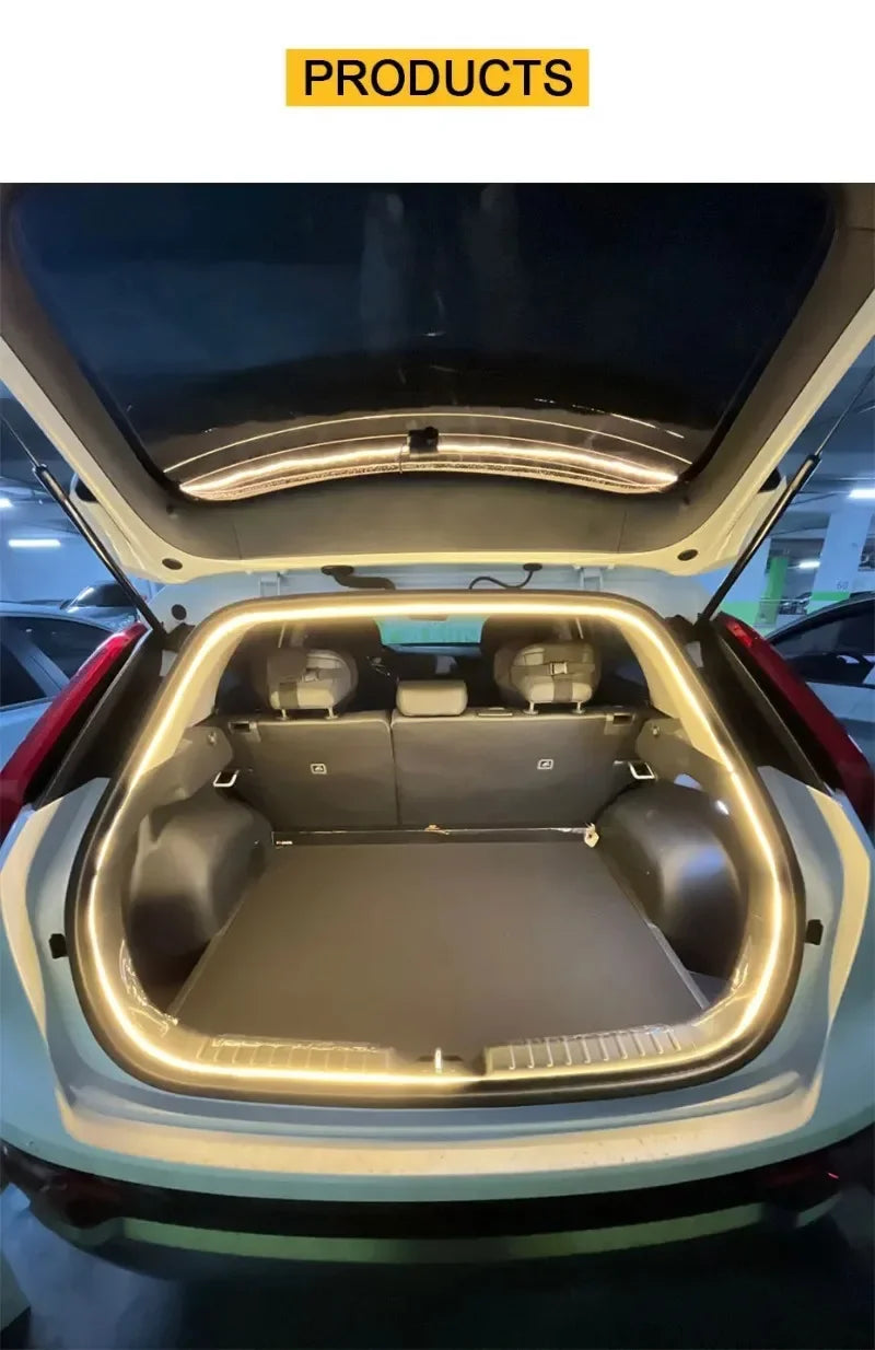 Car High Brightness Trunk Lighting Ambient Light Interior Decoration LED Wiring Free Automatic Sensing Tailgate 2/4M Light Strip