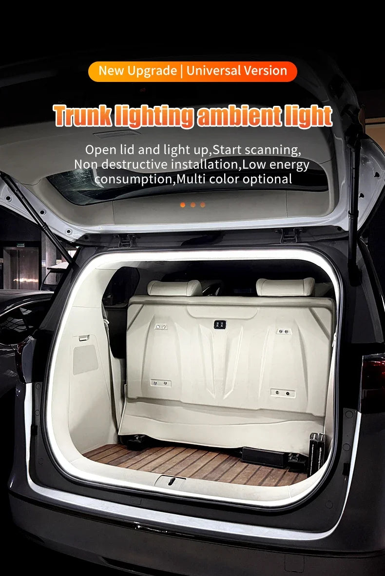 Car High Brightness Trunk Lighting Ambient Light Interior Decoration LED Wiring Free Automatic Sensing Tailgate 2/4M Light Strip