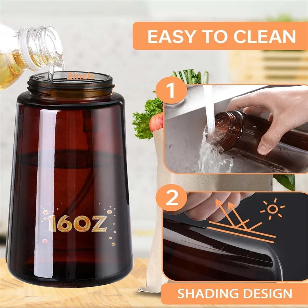 2-in-1 Glass Oil Dispenser & Sprayer - 16oz/470ml Leakproof Olive Oil Sprayer Bottle for Cooking, Air Fryer, BBQ, Baking, Salad
