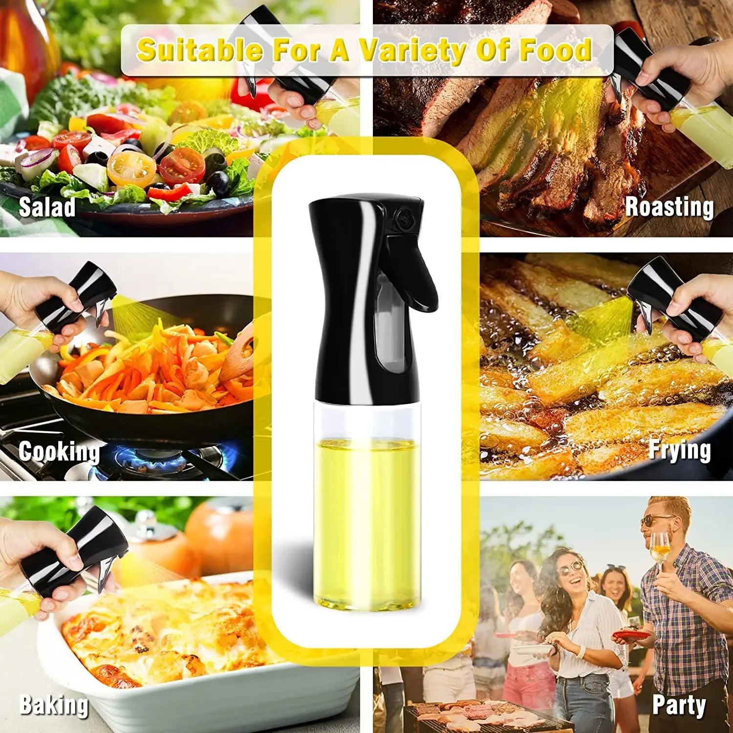 200/300/500m LOil Spray Plastic Household Kitchen Oil Spray Bottle or Oil Brush Nebulizing Mist Filling Cooking Dual Use BBQ