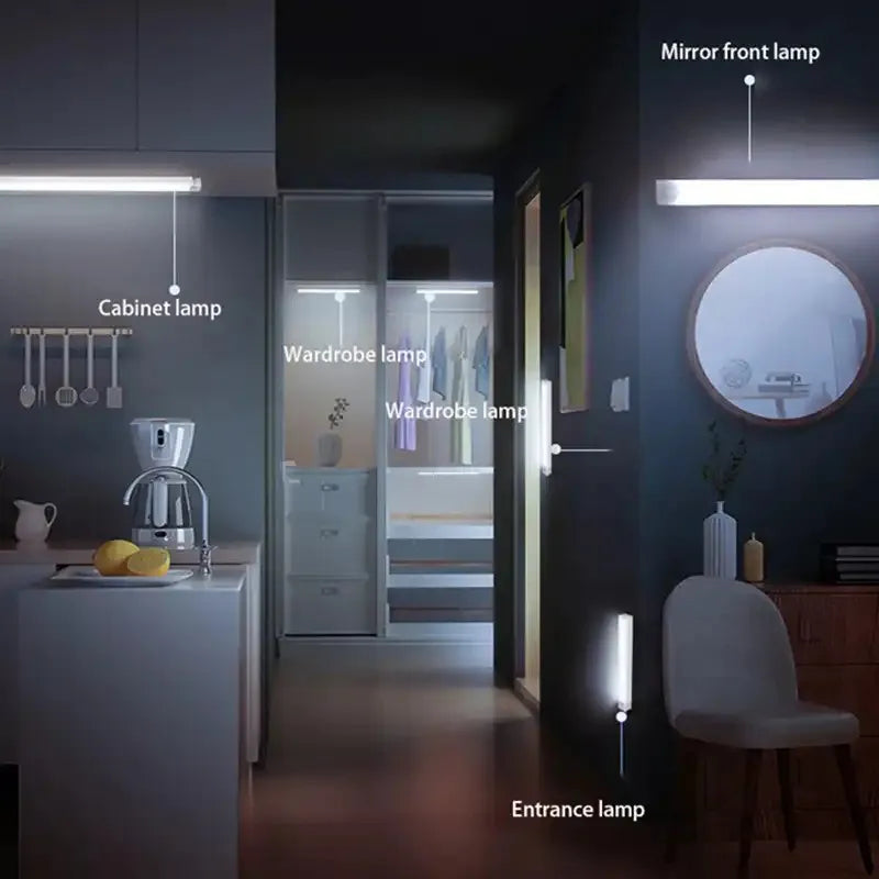 Wireless Rechargeable LED Night Lights Motion Sensor Lights Closet Kitchen Night Lights Bedroom Sensor Light Cabinet Stair Light