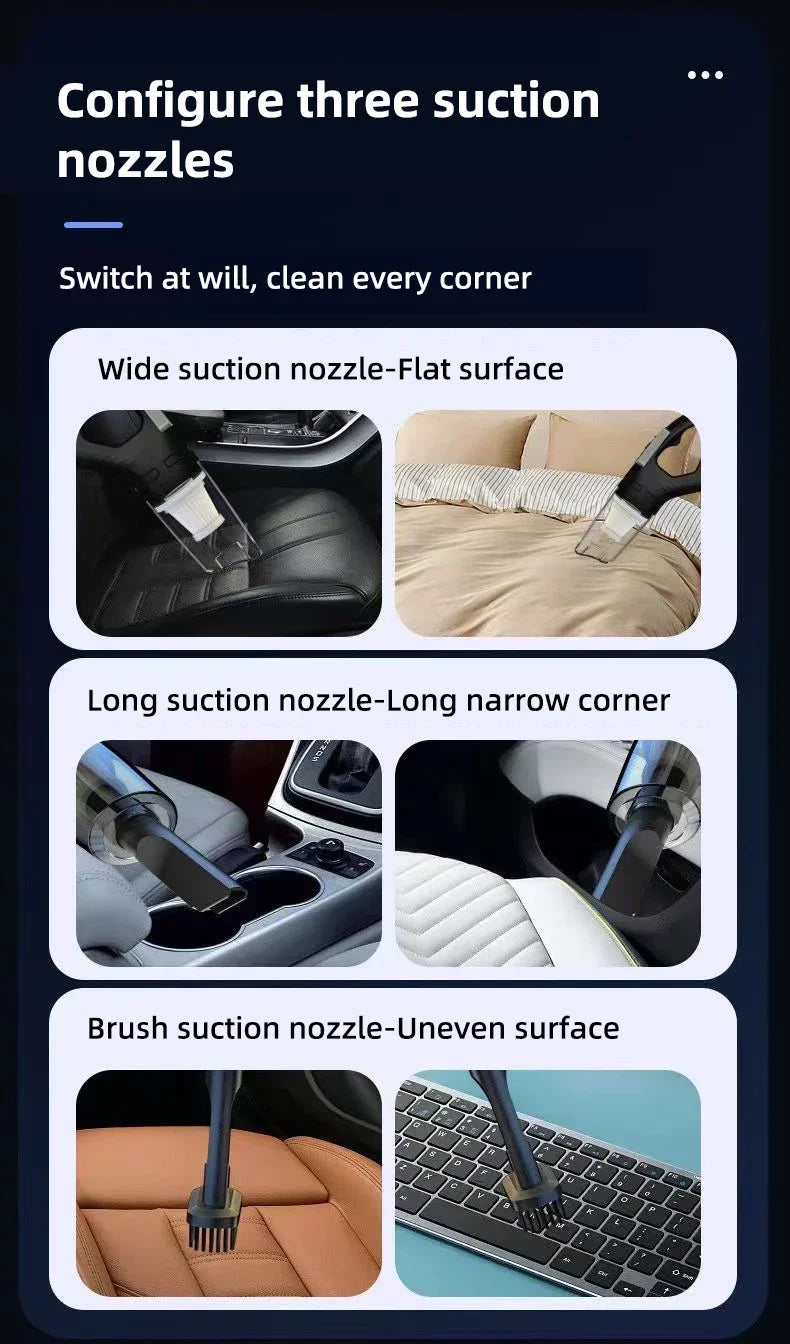 Wireless Handheld Vacuum Cleaner USB Charging Car Vacuum Cleaner Portable Wet&Dry Handheld strong Suction Cordless 12000pa