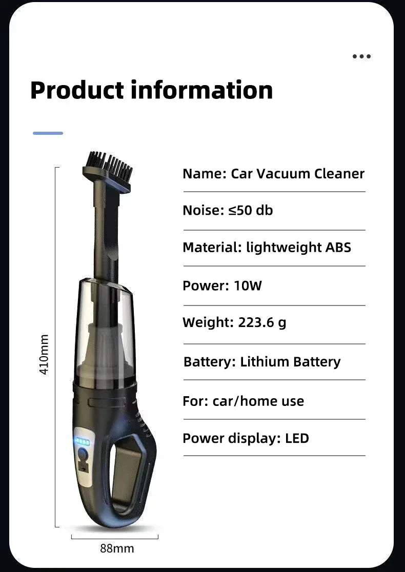 Wireless Handheld Vacuum Cleaner USB Charging Car Vacuum Cleaner Portable Wet&Dry Handheld strong Suction Cordless 12000pa