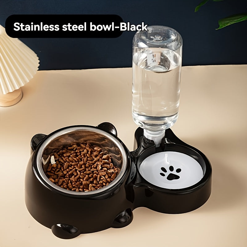 [No Battery Needed] Automatic Pet Feeder and Water Dispenser - Stainless Steel and Plastic, Anti-Slip, No Battery Needed - for Cats and Small Dogs